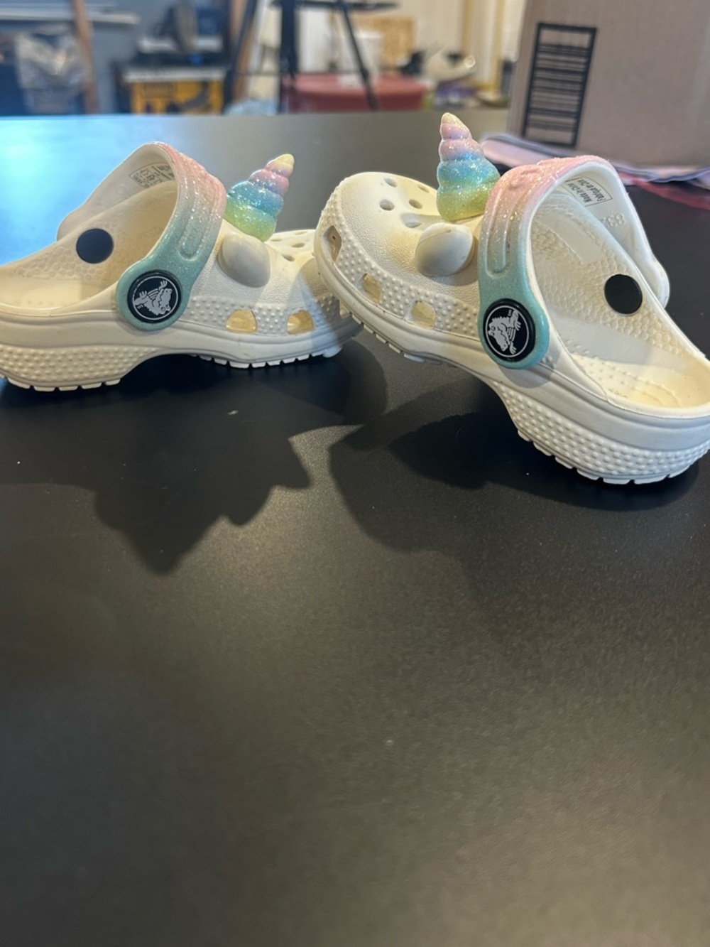 Kids Crocs White Unicorn Clog Sandals with Pastel Strap